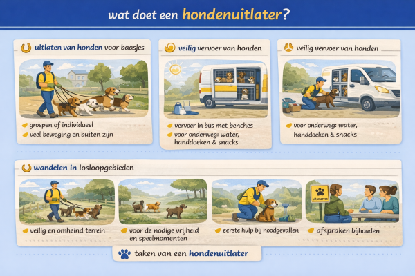 Alles over het beroep hondenuitlater Wat doet een hondenuitlater